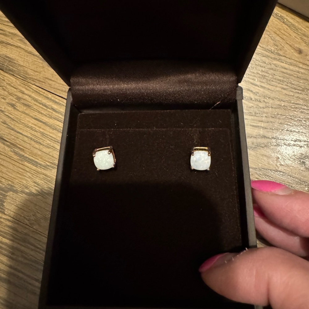 Elegant Gold and Opal Stud Earrings